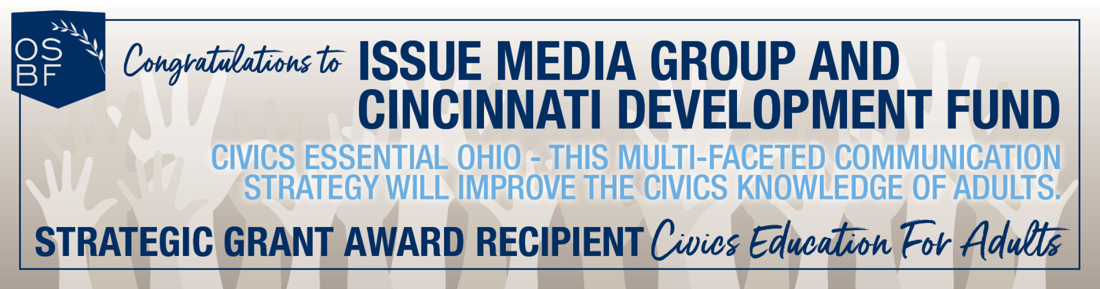 Issue Media Group And Cincinnati Development Fund Award Banner